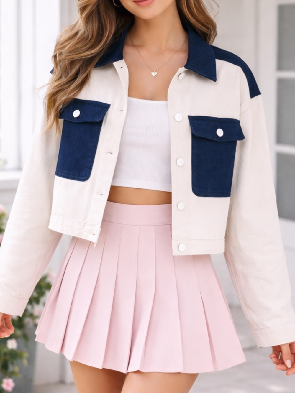 NWT Velvet Heart Denim Colorblock Mixed Media Button Chore Coat Jacket‎ (XL)